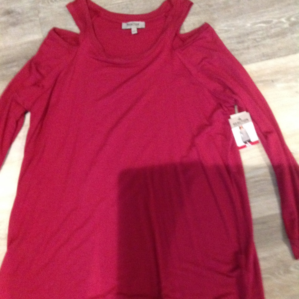 Red Cutaway Shoulder top